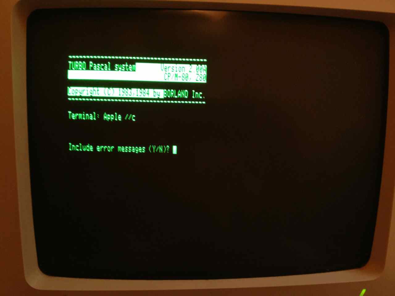 TURBO Pascal Start auf dem Apple //c