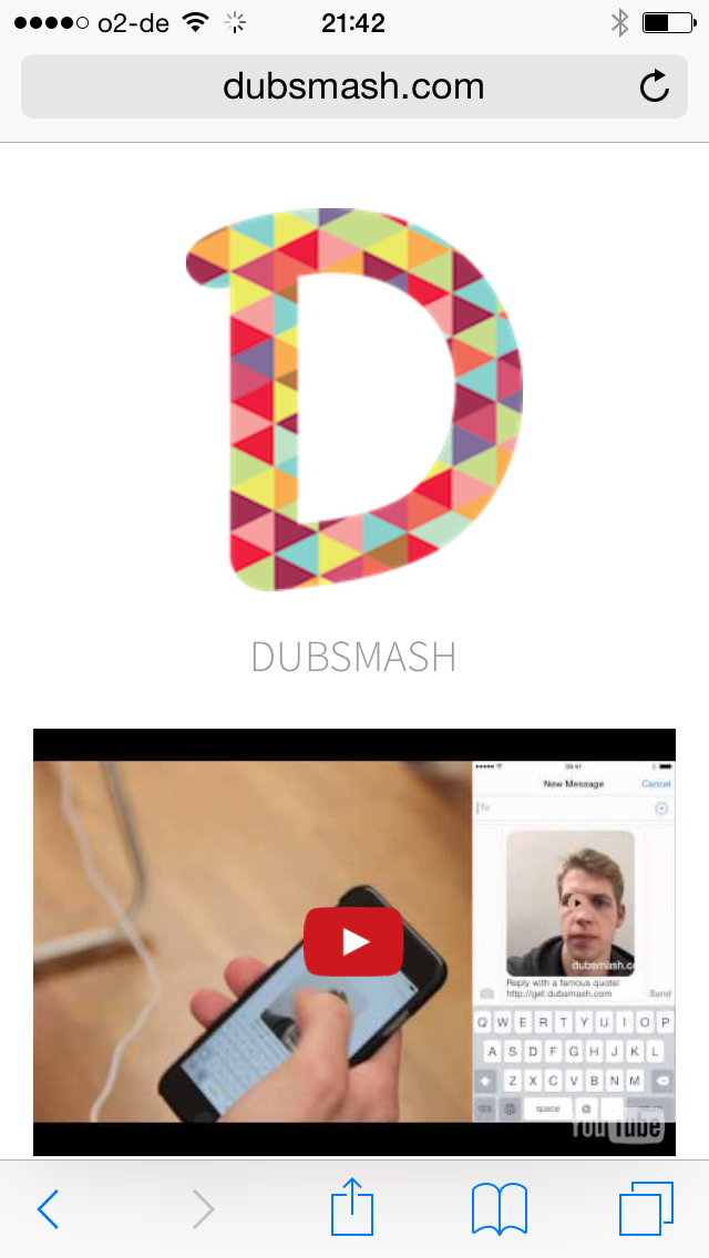 Dubsmash Website oben